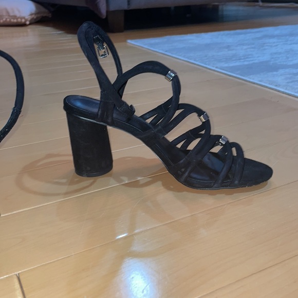 Barley used black suade rebecca minkoff apolline size 8 heels sandals silver - Picture 3 of 7